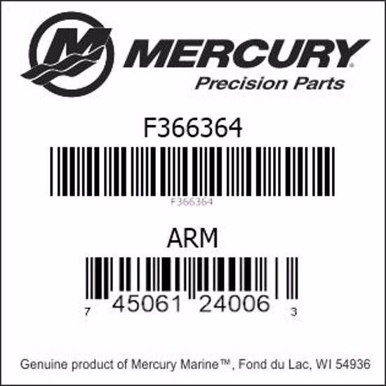 Bar codes for Mercury Marine part number F366364