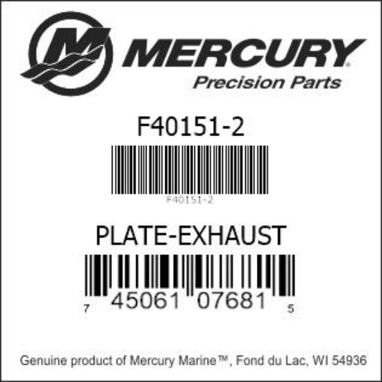 Bar codes for Mercury Marine part number F40151-2