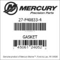 Bar codes for Mercury Marine part number 27-F40833-4
