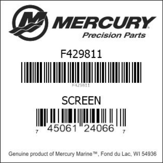 Bar codes for Mercury Marine part number F429811