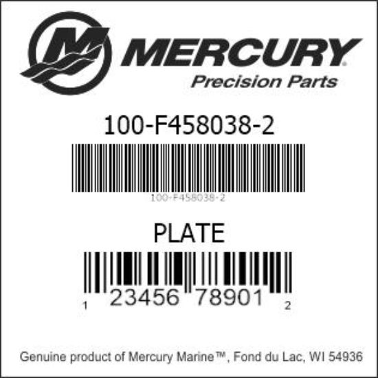 Bar codes for Mercury Marine part number 100-F458038-2