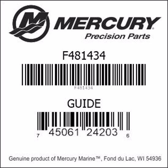 Bar codes for Mercury Marine part number F481434