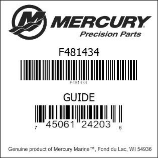 Bar codes for Mercury Marine part number F481434