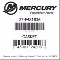 Bar codes for Mercury Marine part number 27-F481836