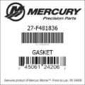 Bar codes for Mercury Marine part number 27-F481836