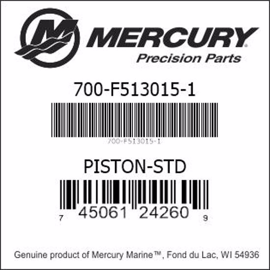 Bar codes for Mercury Marine part number 700-F513015-1