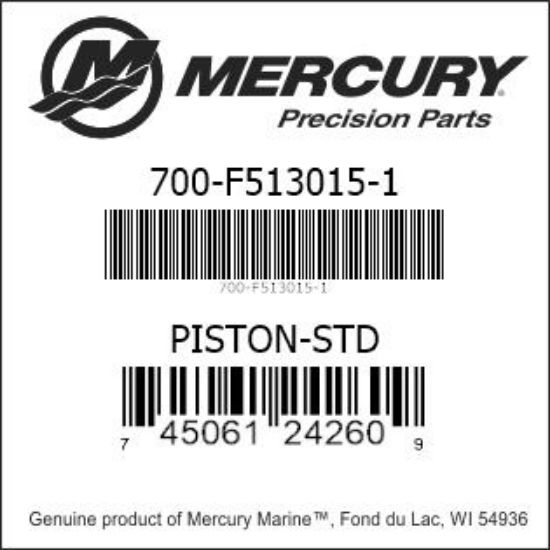 Bar codes for Mercury Marine part number 700-F513015-1