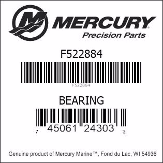 Bar codes for Mercury Marine part number F522884