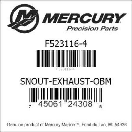 Bar codes for Mercury Marine part number F523116-4