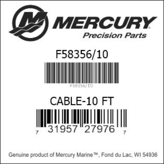 Bar codes for Mercury Marine part number F58356/10