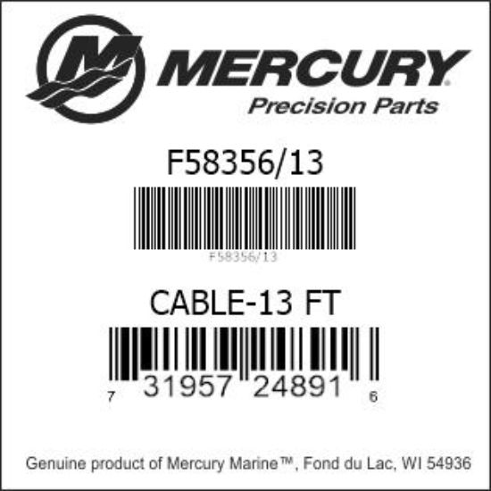 Bar codes for Mercury Marine part number F58356/13