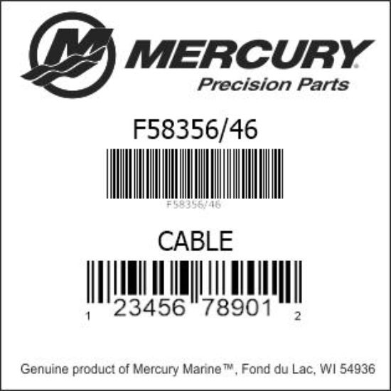 Bar codes for Mercury Marine part number F58356/46