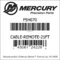 Bar codes for Mercury Marine part number F5H070