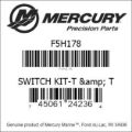Bar codes for Mercury Marine part number F5H178