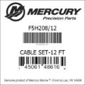 Bar codes for Mercury Marine part number F5H208/12