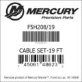 Bar codes for Mercury Marine part number F5H208/19