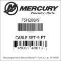 Bar codes for Mercury Marine part number F5H208/9