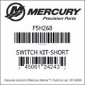 Bar codes for Mercury Marine part number F5H268