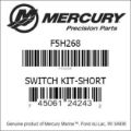 Bar codes for Mercury Marine part number F5H268
