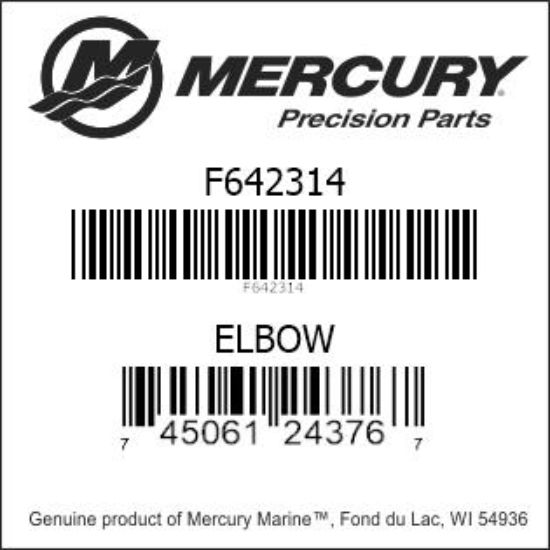 Bar codes for Mercury Marine part number F642314