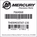 Bar codes for Mercury Marine part number F664068