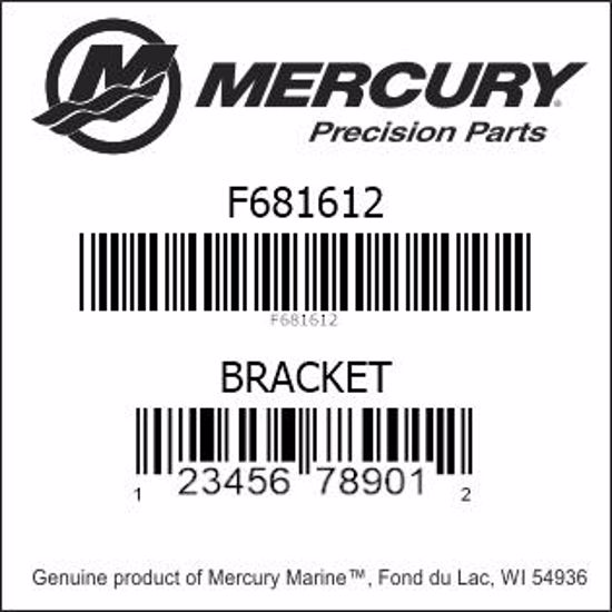 Bar codes for Mercury Marine part number F681612