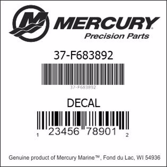 Bar codes for Mercury Marine part number 37-F683892