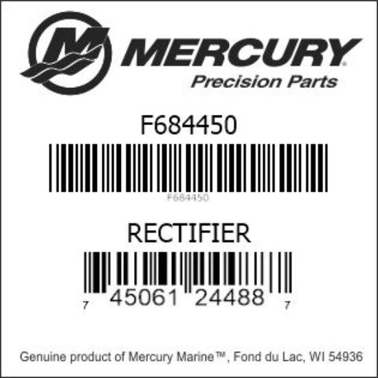 Bar codes for Mercury Marine part number F684450
