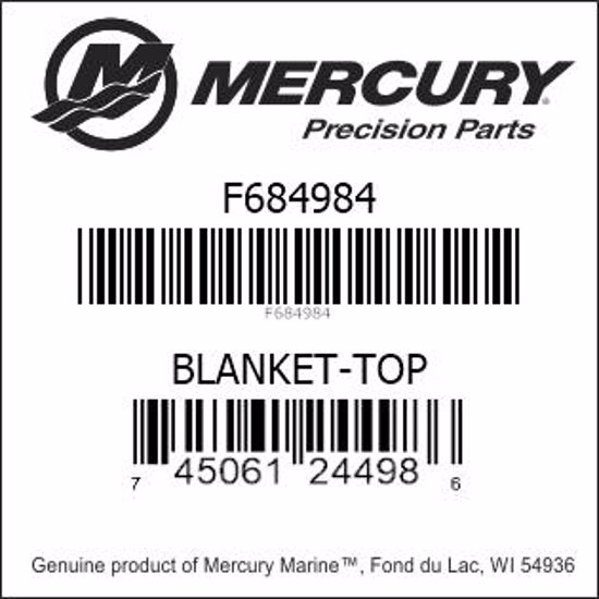 Bar codes for Mercury Marine part number F684984