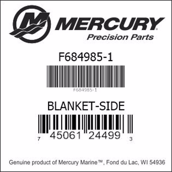 Bar codes for Mercury Marine part number F684985-1