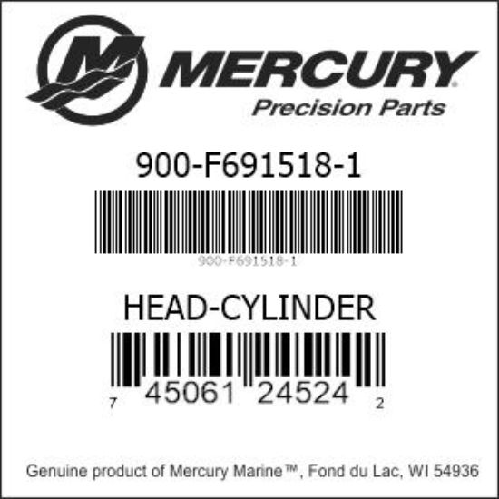 Bar codes for Mercury Marine part number 900-F691518-1