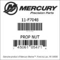 Bar codes for Mercury Marine part number 11-F7048