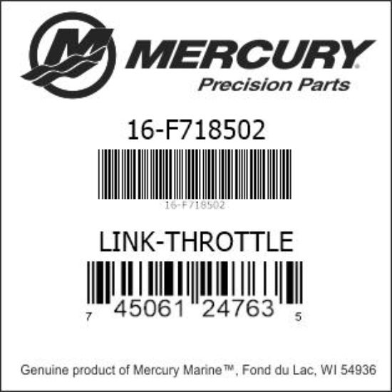 Bar codes for Mercury Marine part number 16-F718502