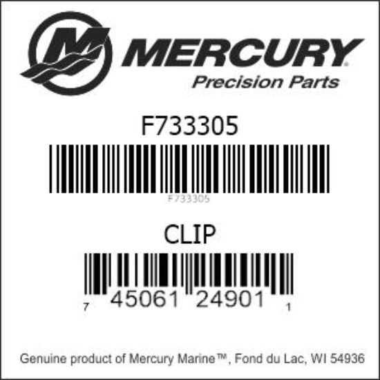 Bar codes for Mercury Marine part number F733305