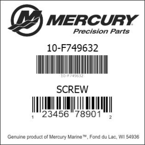 Bar codes for Mercury Marine part number 10-F749632