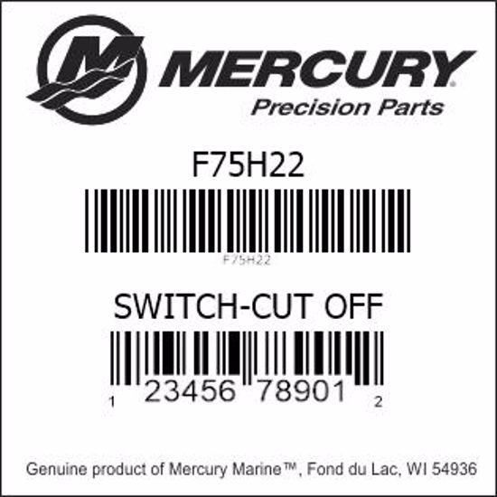 Bar codes for Mercury Marine part number F75H22