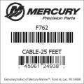 Bar codes for Mercury Marine part number F762