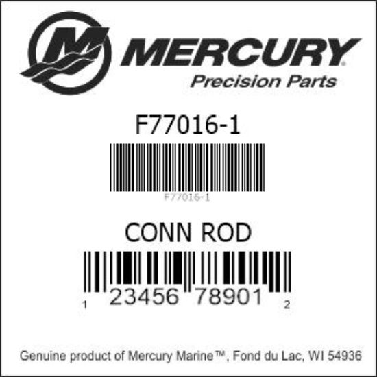 Bar codes for Mercury Marine part number F77016-1