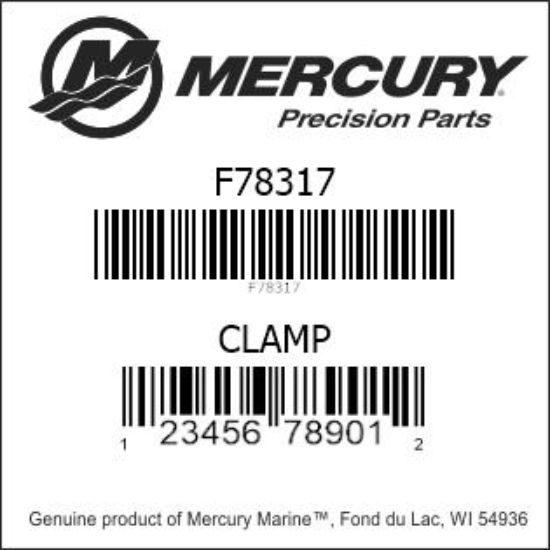 Bar codes for Mercury Marine part number F78317