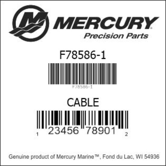 Bar codes for Mercury Marine part number F78586-1