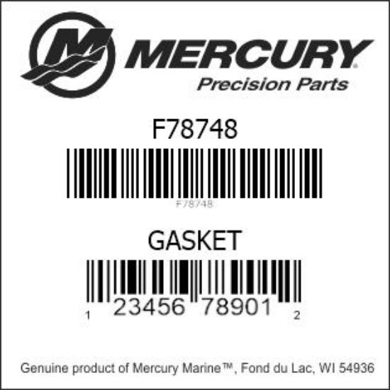 Bar codes for Mercury Marine part number F78748