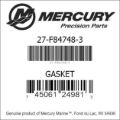 Bar codes for Mercury Marine part number 27-F84748-3