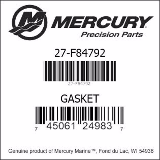 Bar codes for Mercury Marine part number 27-F84792
