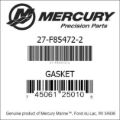 Bar codes for Mercury Marine part number 27-F85472-2