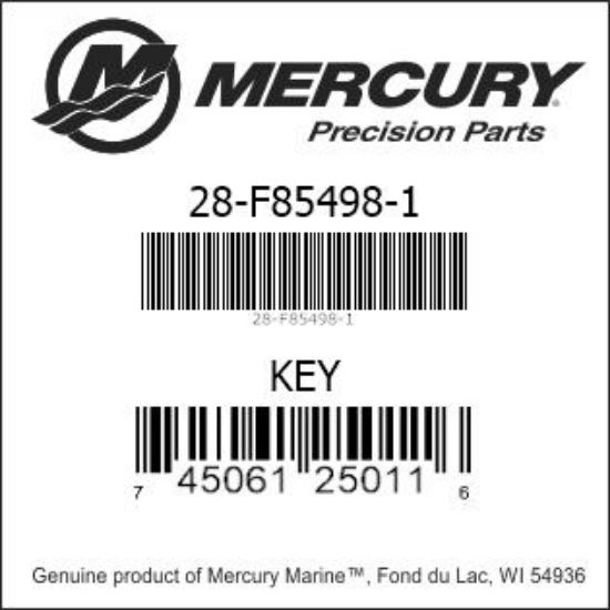 Bar codes for Mercury Marine part number 28-F85498-1