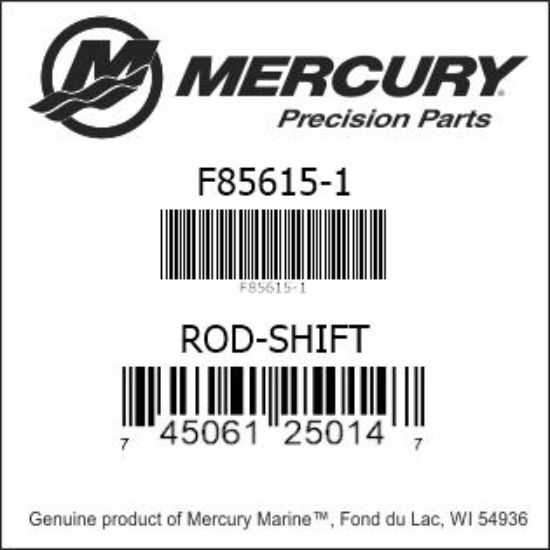Bar codes for Mercury Marine part number F85615-1