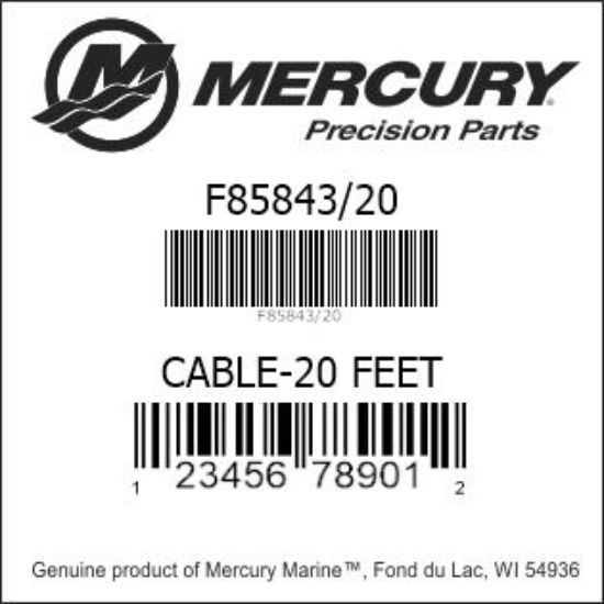 Bar codes for Mercury Marine part number F85843/20