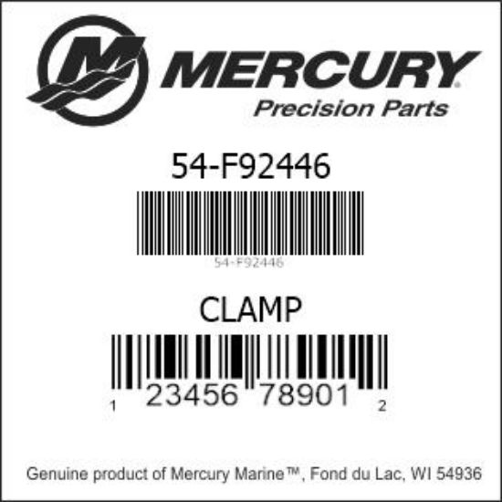 Bar codes for Mercury Marine part number 54-F92446