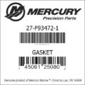 Bar codes for Mercury Marine part number 27-F93472-1