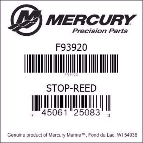 Bar codes for Mercury Marine part number F93920
